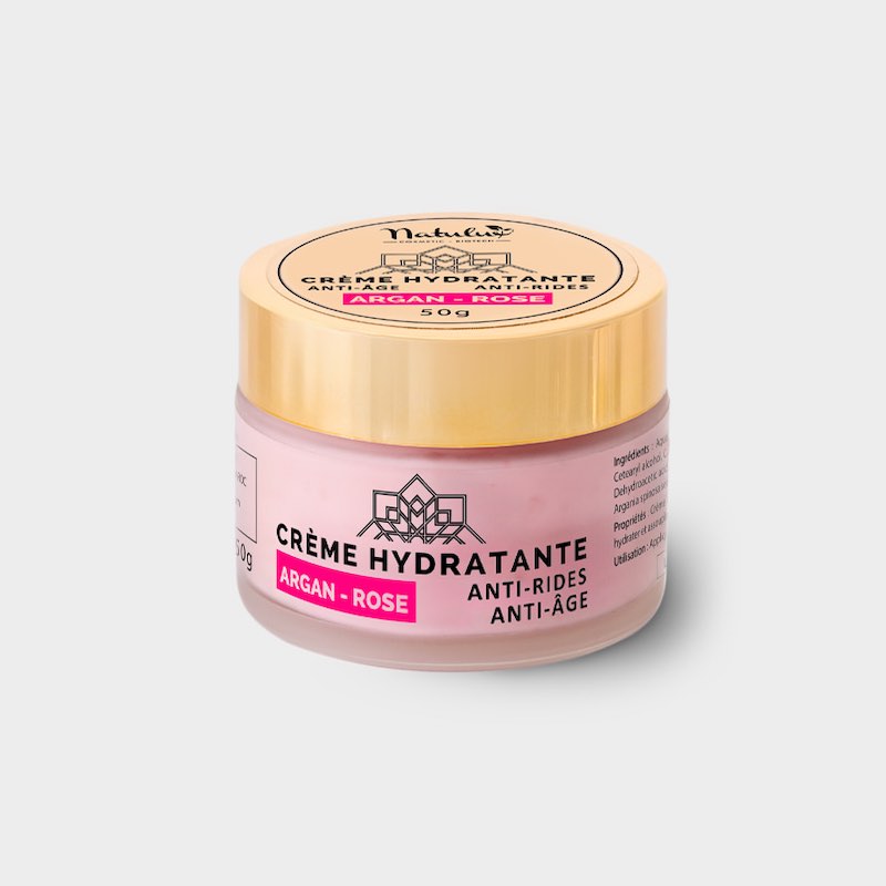 NatuLuxe Fournisseur Bio Cosmetique Produit crème hydratante anti rides avec argan et roses pour visage 50 g