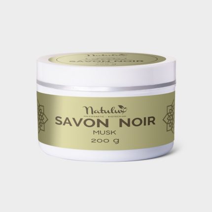 NatuLuxe Fournisseur Bio Cosmetique Produit savon noir naturel avec musc 200 g