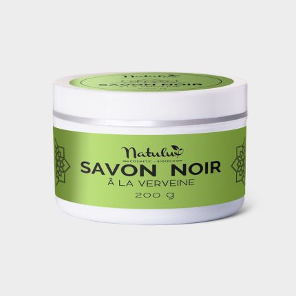 NatuLuxe Fournisseur Bio Cosmetique Produit savon noir naturel avec verveine 200 g